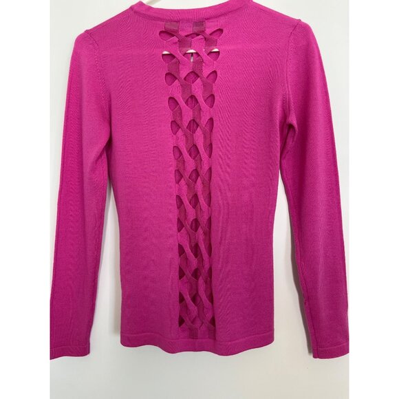 Versace Collection‎ Wool Pink Button Front Knit Cardigan Back Braid Detail 40 - Picture 13 of 15